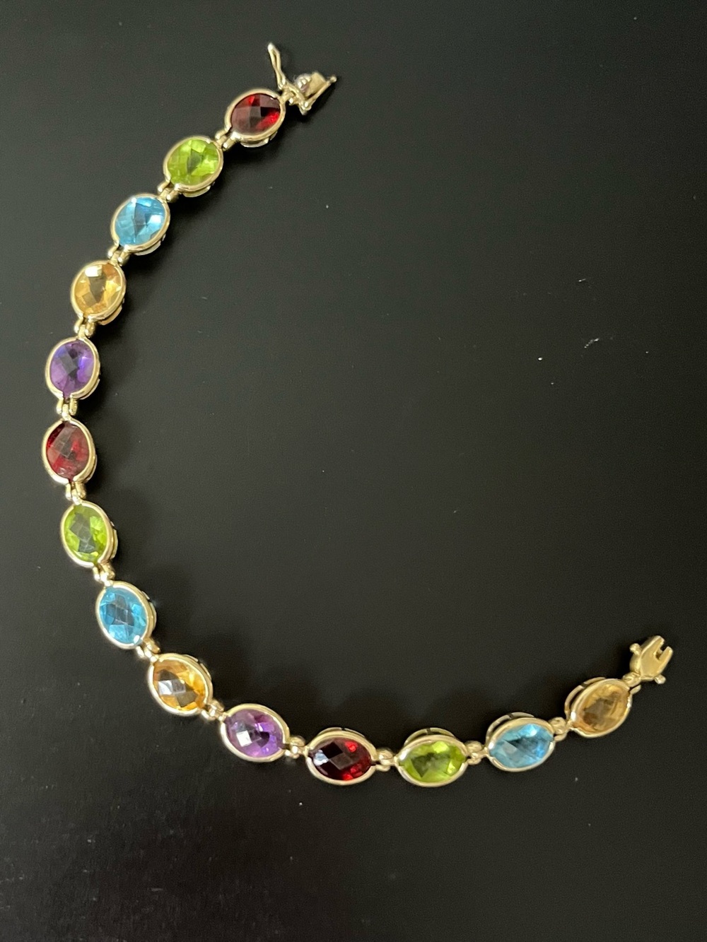 Multicolor Gemstone Tennis Bracelet in 14K Gold Setting - Picture 7 of 7